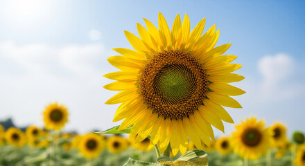 Fototapeta premium Beautiful yellow sunflower representing hope and resilience in mental health