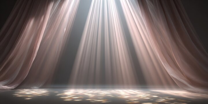 Elegant abstract backdrop with soft curtains and spotlight, ideal for presentations, advertising, or event promotions in creative or theatrical settings