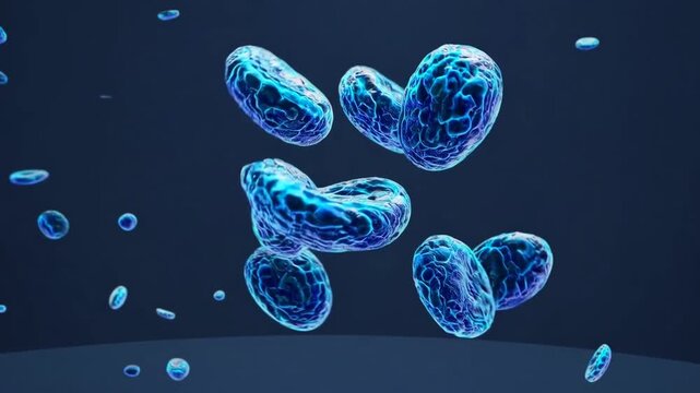 3D Rendered Illustration of Blue Candida Auris Fungal Cells