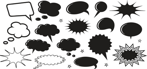 dialogue box silhouette vector set