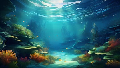 Naklejka premium an underwater scene with the ocean floor beautiful under water background