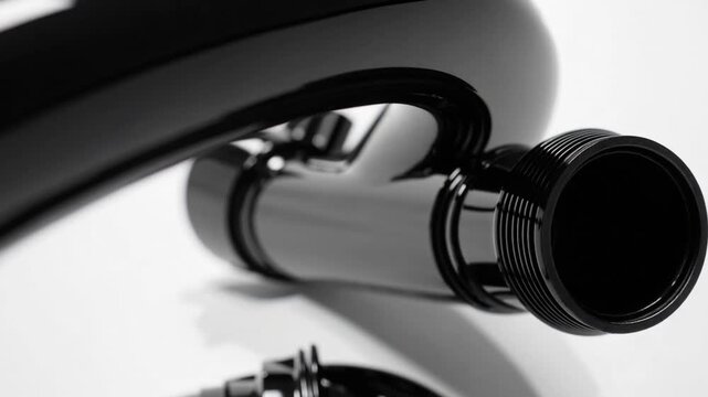 black plastic hose from car engine cooling system isolated on white background, intended for use in replacement, repair, or auto parts catalog ry