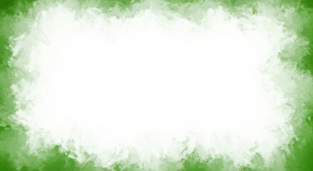 green watercolor brush strokes lining the edge creating a border or frame on a solid white background