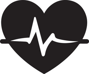 “Minimalist Vector Icon of a Heart with Electrocardiogram Line – Medical, Healthcare, and Wellness Symbol”