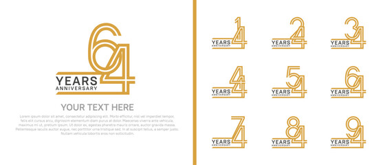 logo anniversary set. black and brown color on white background for special event