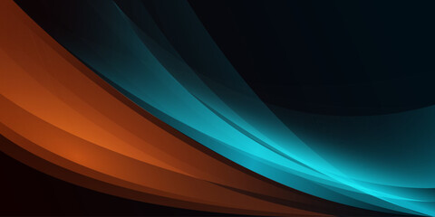 Naklejka premium Abstract wallpaper with flowing glowing orange and blue curved lines creating a dynamic and modern digital background. Perfect for technology, web design, presentations, or business.
