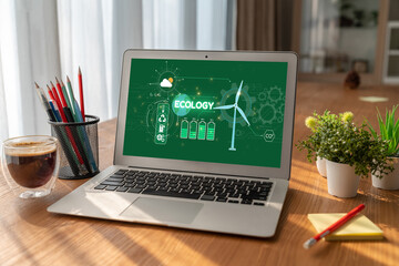 Fototapeta premium Computer Software Leading the Way in Green Business strategy and Sustainability, promoting sustainable growth. Discover business lead with sustainable, green innovations for a healthier planet. brisk