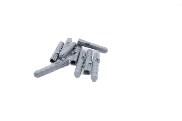 Gray plastic dowel on a white background	