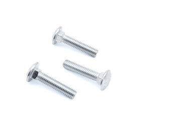 Galvanized car screw on a white background