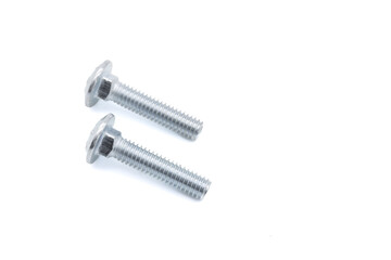 Galvanized car screw on a white background	