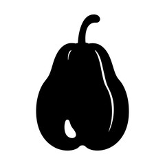 Monochrome illustration depicting a stylized black silhouette of a pumpkin or gourd
