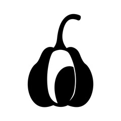 Stylized Black and White Silhouette of a Gourd or Pumpkin Shape