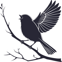 Sparrow silhouette illustration on white background