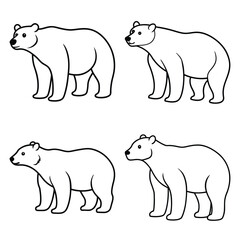 Fototapeta premium polar bear vector line art icon set