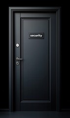 High Resolution 3D Rendering of an Office Door Labeled Security