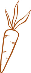 Doodle Style Carrot With Leafy Top Outline