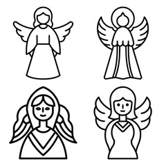 angel vector line art icon set