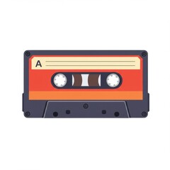 Obraz premium Retro Red and Orange Cassette Tape Illustration