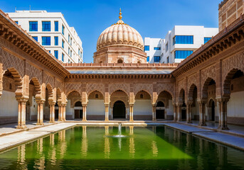 Ancient Indian temple courtyard