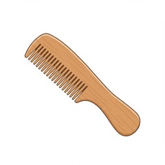 Light Brown Wooden Hair Comb on White Background