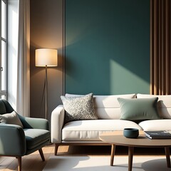 Modern Teal Living Room With Elegant Furniture Design