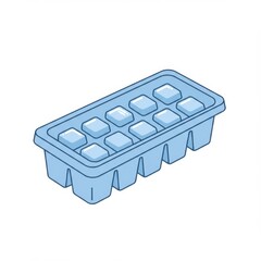 Blue Plastic Ice Cube Tray with Frozen Cubes