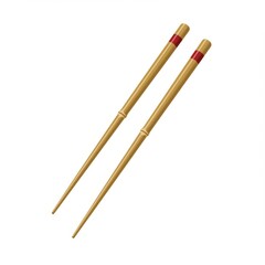 Pair of Brown Wooden Chopsticks with Red Accents on White Background