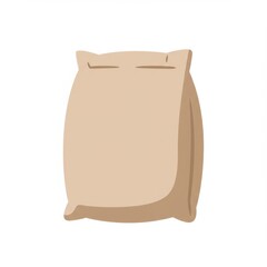 Beige Paper Bag on White Background