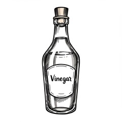 Hand Drawn Illustration of Vinegar Bottle with Cork
