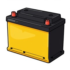 Yellow And Black Car Battery Illustration