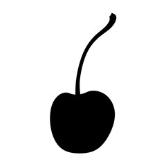 Simple black cherry silhouette against a white background creating bold contrast