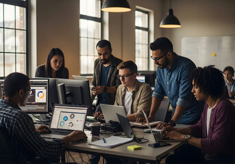 Collaborative Team Meeting in Modern Office