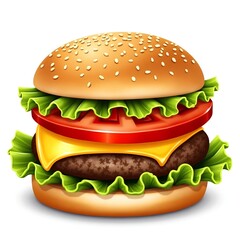 fresh tasty burger isolated on white background