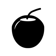 Simplified monochromatic illustration of an apple featuring a stem and highlight
