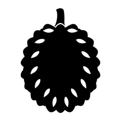 Detailed black vector illustration of a Sugar Apple or Sweetsop fruit