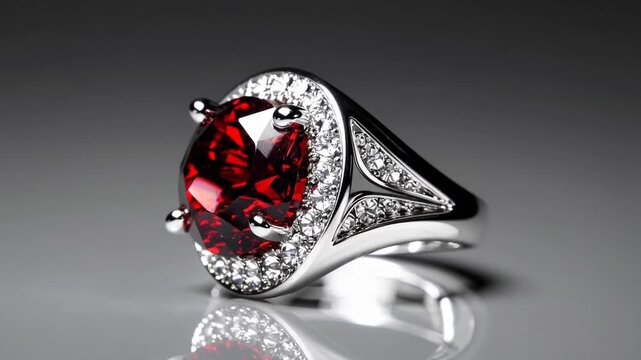 Precious stone band featuring garnet gem