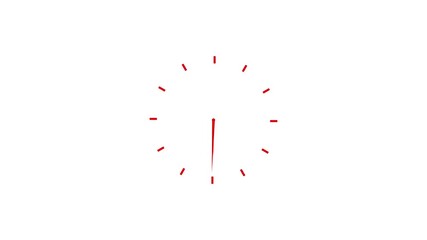 Minimalist Red Clock Hands Moving On White Background Time Concept Abstract Minimal Design ticking time passing - Powered by Adobe