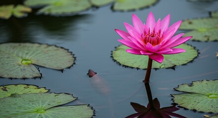 Pink Water Lily in a Pond.
