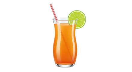 Isolated hurricane cocktail, lime slice, and straw for summertime refreshment or celebration
