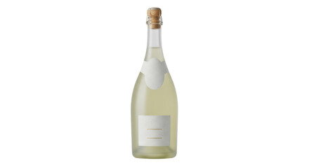 Isolated bottle of chilled white wine with blank labels for custom brand messages