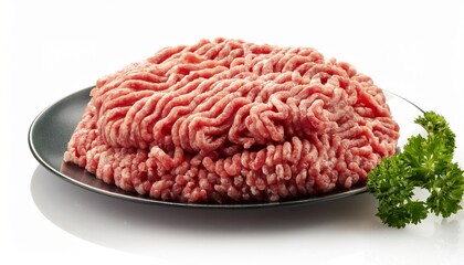 fresh minced meat on white background