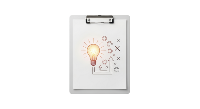 Isolated clipboard with a drawn idea or strategy, creative planning and teamwork concept - Powered by Adobe