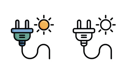Renewable Energy Concepts Electrical Plug Connected to Solar Power and Clean Energy Source