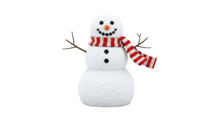 Isolated Snowman with Red Scarf Symbolizing Winter Festive Season for Holiday Designs
