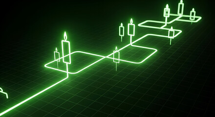 Dynamic finance dashboards: rising charts, bars, and neon trend lines