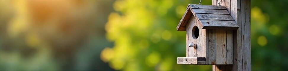 Charming birdhouse crafted from reclaimed wood, adding rustic charm to any home exterior or garden Perfect for spring, summer, or year-round decoration , shabby chic, garden ornament