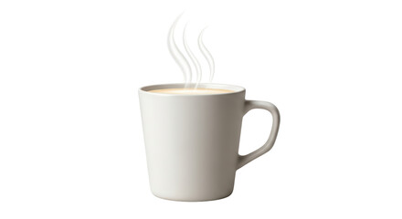 Isolated steaming cup of coffee or tea, warm beverage in a mug on a solid surface