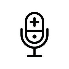 Minimalist microphone icon with a plus sign, symbolizing voice amplification or health communication