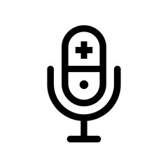 Medical podcast logo microphone icon with a pill shape representing health and audio