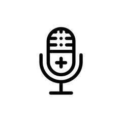 Microphone Icon with Plus Symbol Symbol of Addition and Sound Recording on White Background